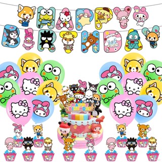 [Doly] ธีม Sanrio melody hello kitty แบนเนอร์ สําหรับตกแต่งเค้กวันเกิดเด็ก