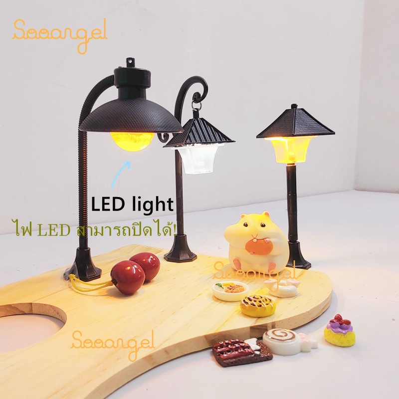 ♥sooangel♥ ไฟถนนจัดสวนไฟริมถนนแบตเตอรี่ในตัวหนูแฮมสเตอร์เม่นมักกะโรนีรังหม้ออาหารเครื่องประดับจัดสวน