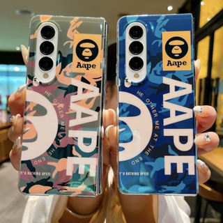 เคสโทรศัพท์มือถือ แบบพับได้ ลาย Aape สีฟ้า หรูหรา สําหรับ Samsung Galaxy Z Fold 3 Z Fold 4 5G Case Z Fold3