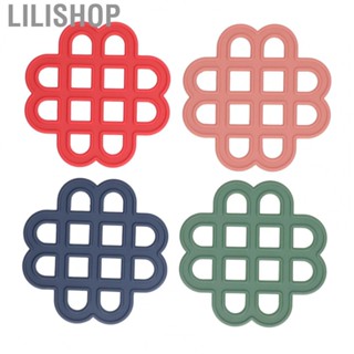 Lilishop Silicone Trivet Pad  Silicone Trivet Pad Hollow Heat Resistant Slip Resistant China Knotted Trivet Pot Mat for Kitchen Table