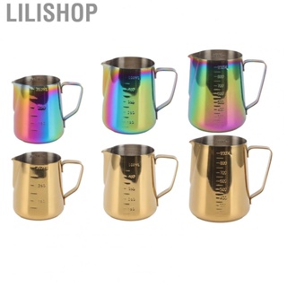 Lilishop Coffee Steaming Pitcher  Heat Proof Two Measurements Scale 304 Stainless Steel  Frothing Pitcher  for Cappuccinos