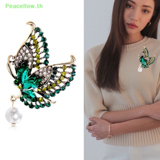 Peacellow เข็มกลัด รูปผีเสื้อ ประดับมุก พลอยเทียม เครื่องประดับแฟชั่น สําหรับผู้หญิง TH