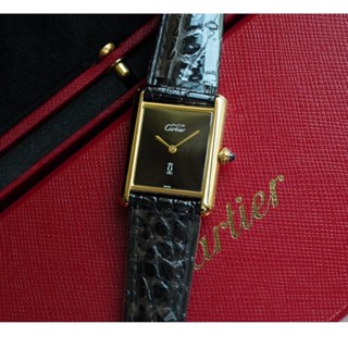 พรี​ ราคา10900 Cartier tank must de หนังแท้ นาฬิกา​ผู้หญิง​ นาฬิกาควอตซ์ gold 23*30mm