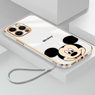 เคสซิลิโคนนิ่ม ทรงสี่เหลี่ยม ลายการ์ตูนมิกกี้เมาส์ สําหรับ iPhone 14 Pro 11 Pro Max 13 Mini 12 Pro Max 13 Pro Max