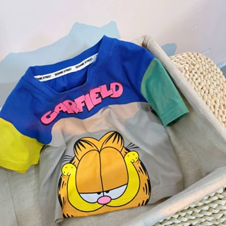 100% Cotton Childrens Boys and Girls Small and Older Kids 2023 Summer New Cartoon Printing Heavy Industry Breathable Short Sleeve T-shirt Top Jjg1