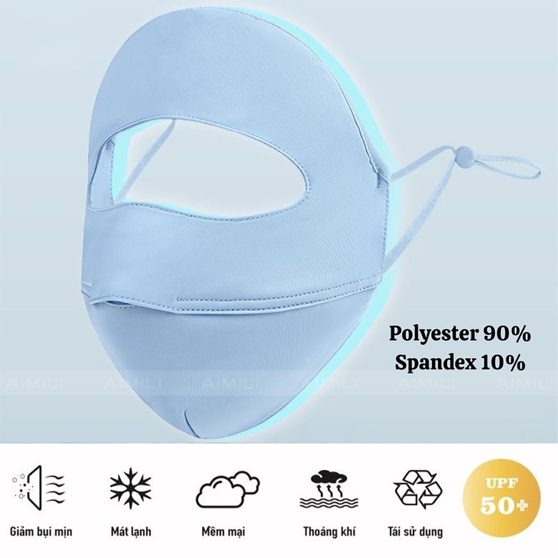 【มาใหม่】หน้ากากผ้าเรยอน ป้องกันแสงแดด UPF50+ 2 ชั้น ป้องกันรังสียูวี 99% พร้อมปุ่มปรับขนาด และสายคล้อง สําหรับผู้ชาย และผู้หญิง