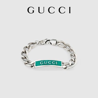 [พร้อมส่ง] Gucci Gucci สร้อยข้อมือเงิน เคลือบโลโก้ Gucci