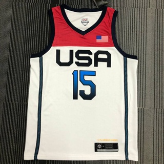 เสื้อกีฬาแขนกุด ลายทีม Olympic NBA Jersey USA Suns No.15 Booker พลัสไซซ์ 2021