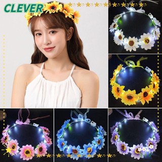 CLEVER พวงหรีดเรืองแสง LED ของเล่นสําหรับเด็ก ผู้หญิง เด็กผู้หญิง งานแต่งงาน ที่คาดผมเรืองแสง ตกแต่งปาร์ตี้คริสต์มาส