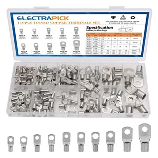 Electrapick คลิปทองแดงดีบุก สําหรับเชื่อมต่อแบตเตอรี่ SC10-6 110 ชิ้น