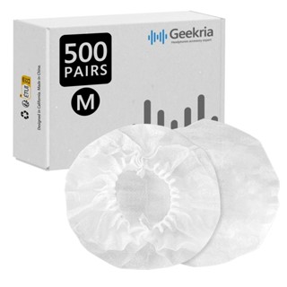 Geekria แผ่นครอบหูฟัง แบบใช้แล้วทิ้ง สําหรับครอบหูฟังแบบครอบหู (M/White) 500 คู่