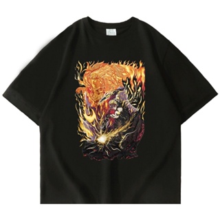 S-5XL เสื้อยืดแขนสั้นDemon Slayer เสื้อยืดผู้ชายผู้หญิงแขนสั้นเสื้อ T Anime Tengen Uzui เสื้อฤดูร้อนผ้าฝ้าย100% Plus ขนา