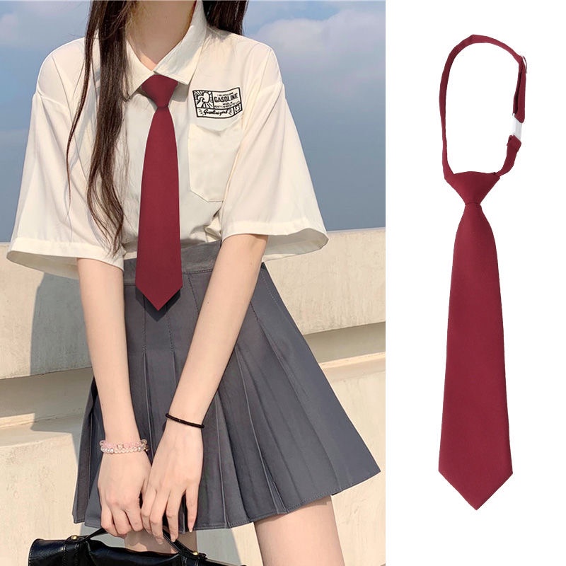 Tie Lazy JK เนคไท ขนาดเล็ก ฟรี สีดํา ไวน์แดง น้ําเงิน น้ําเงิน ทึบ เวอร์ชั่นเกาหลี นักเรียน สไตล์พื้นฐาน เครื่องแบบนักเรียน อุปกรณ์ชั้นเรียน