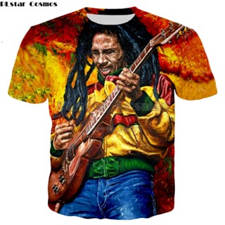 เสื้อยืดลําลอง พิมพ์ลายตัวอักษร Bob Marley 3 มิติ สไตล์ฮิปฮอป แฟชั่นฤดูร้อน สําหรับผู้ชาย และผู้หญิง