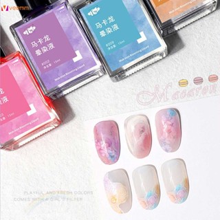 สีทาเล็บสีเจล Fn Macaron Smudge Liquid Manicure Color Water Dye Liquid Gradient Nail Marble Ink Glass veemm