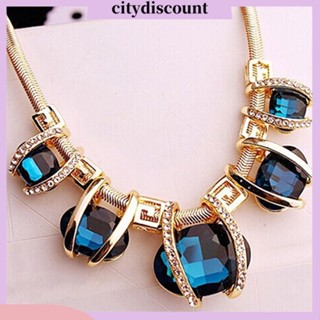 &lt;citydiscount&gt; สร้อยคอโชคเกอร์ จี้คริสตัล สีทอง แฟชั่นสําหรับผู้หญิง