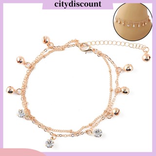 &lt;citydiscount&gt; สร้อยข้อเท้า แบบสองชั้น ประดับพลอยเทียม เครื่องประดับชายหาด สําหรับผู้หญิง