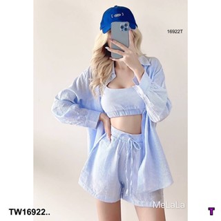 💗พร้อมส่ง  Set   เสื้อเชิ้ต + สายเดี่ยว + กางเกงขาสั้น  ชุดไปทะเล เดรสสั้น เดรสยาว ชดเซ็ท เสื้อผ้าสาวอวบ