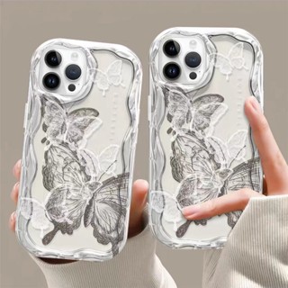 เคสโทรศัพท์มือถือแบบนิ่ม Tpu ใส ขอบโค้ง ลายกราฟฟิตี้ผีเสื้อ หยัก สําหรับ VIVO S1 V9 V15 V20 V23 Pro V21e V23e V25 V27 V27e