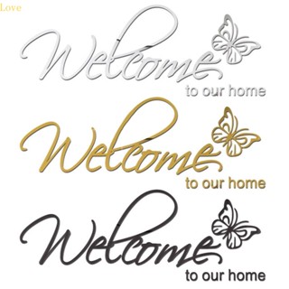 สติกเกอร์กระจกอะคริลิค ลายตัวอักษรภาษาอังกฤษ Welcome to Our Home สําหรับตกแต่งผนังบ้าน