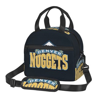 Denver Nuggets DEN กระเป๋าสะพายไหล่ ใส่กล่องอาหารกลางวัน มีฉนวนกันความร้อน แบบพกพา นํากลับมาใช้ใหม่ได้