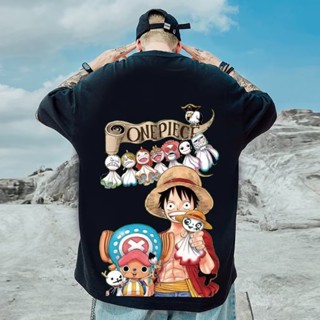 ◘เสื้อยืดคอกลมพิมพ์ลายการ์ตูน One Piece Luffy เท่รับซัมเมอร์ [S-5XL]