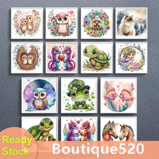 ภาพวาดปักเพชร ทรงกลม ลายสัตว์โมเสก 5D ขนาด 30*30 ซม. สําหรับตกแต่งบ้าน [boutique520.th]