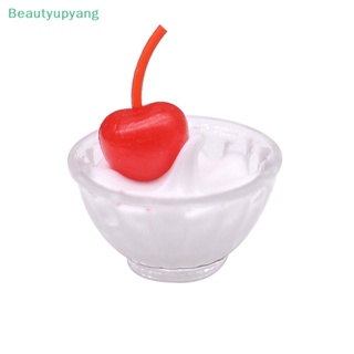 [Beautyupyang] โมเดลถ้วยไอศกรีมเชอร์รี่จิ๋ว พร้อมช้อน 1:12 สําหรับตกแต่งบ้านตุ๊กตา 1 ชุด