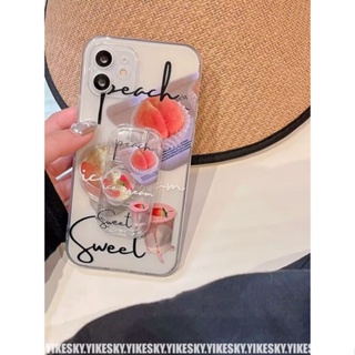 เคสป้องกันโทรศัพท์มือถือใส แบบนิ่ม ลายพีช กันกระแทก สําหรับ Iphone 14pro max 13 12 11 14 13 12 11 X XR XSMAX