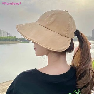 Purelove&gt; หมวกปีกกว้าง พับได้ ปรับได้ สไตล์ชาวประมง แฟชั่นฤดูร้อน สําหรับผู้หญิง