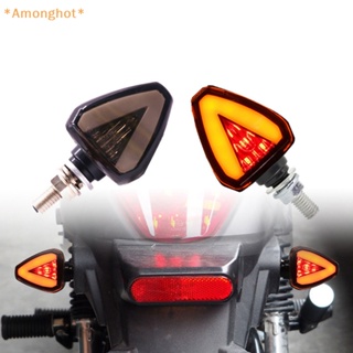 Amonghot&gt; ใหม่ ไฟเลี้ยว ไฟเบรก LED 12V ทรงสามเหลี่ยม อุปกรณ์เสริม สําหรับสกูตเตอร์ รถจักรยานยนต์ 2 ชิ้น