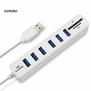 Turbobo อะแดปเตอร์แยกการ์ดรีดเดอร์ 6 พอร์ต USB 2.0 SD TF สําหรับคอมพิวเตอร์ แล็ปท็อป