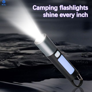 Outdoor Key Light Outdoor Camping Flashlight Cob Rechargable Torch Keychain Lamp 【bluey】