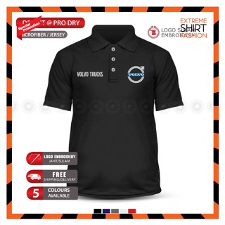 เสื้อยืดโปโล ไมโครไฟเบอร์ ปักลาย Sulam Volvo Truck Turbo Diesel Engine Haulage แฟชั่นลําลอง