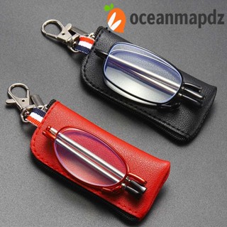 OCEANMAPDZ แว่นตาอ่านหนังสือ แบบพับได้ ป้องกันแสงสีฟ้า +1.0~+4.0 กรอบโลหะ สีดํา