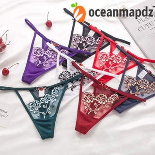 OCEANMAPDZ กางเกงชั้นใน เอวต่ํา ปักลายดอกไม้ สีพื้น เป็นมิตรกับผิว สําหรับผู้หญิง