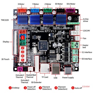 Zzz เมนบอร์ดควบคุม KP3S V1 3 32-Bit ARM 32Bit สําหรับเครื่องพิมพ์ 3D