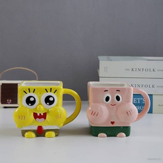 Gt2 แก้วน้ํา ลายการ์ตูน SpongeBob SquarePants Patrick Star น่ารัก ความจุขนาดใหญ่ สําหรับบ้าน ออฟฟิศ