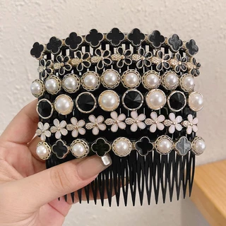 Retro Rhinestone ตกแต่งหวีผมผู้หญิง Elegant Back Of หัวหน้าผากผมหัก Bangs แฟชั่นอุปกรณ์เสริมผม