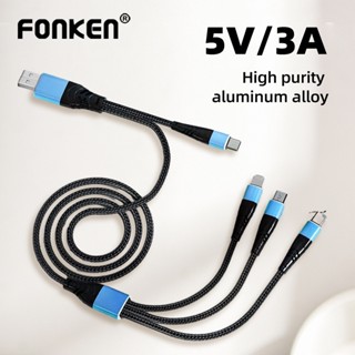 Fonken สายชาร์จ USB Type-C เป็น Micro USB Type C iOS 5V 3A ยาว 1.2 ม. สําหรับโทรศัพท์มือถือ แล็ปท็อป 5 In 1