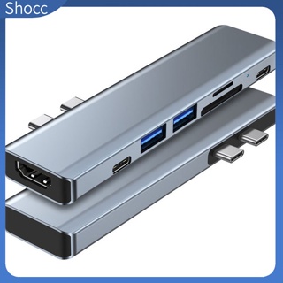 Shocc อะแดปเตอร์ฮับ Usb C เป็น 4k Hdmi พร้อมช่องเสียบการ์ดรีดเดอร์ Pd Tf Sd สําหรับ Macbook Pro air 2018-2020