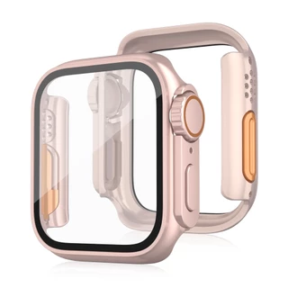 เคสกระจกนิรภัย PC แบบแข็ง ป้องกันหน้าจอ สําหรับ Apple Watch iWatch 45/41/40 มม. 44 มม. 49 มม.