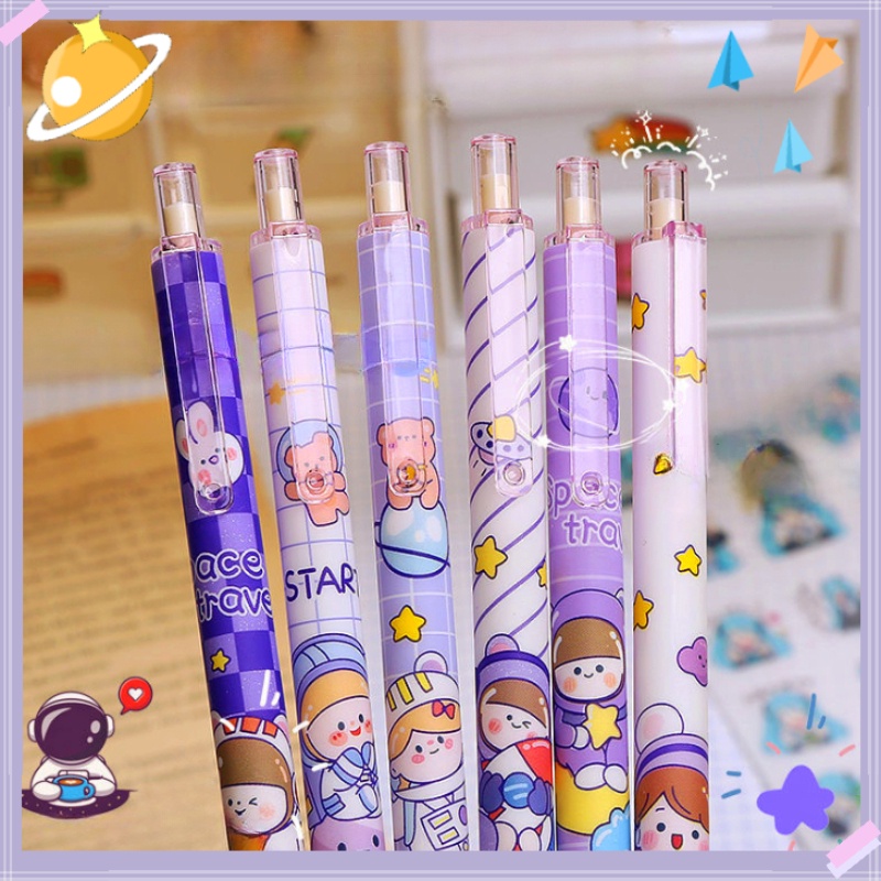 ปากกาลูกลื่น ลายดาวเคราะห์ สีม่วง ขนาด 0.5 มม. สีดํา เครื่องเขียน สําหรับนักเรียน