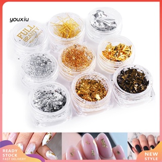 Youxiu สติกเกอร์ฟอยล์ สีทอง สีเงิน แบบบางพิเศษ สําหรับตกแต่งเล็บ DIY