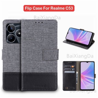 เคสโทรศัพท์มือถือหนัง แบบฝาพับแม่เหล็ก พร้อมช่องใส่บัตร สําหรับ Realme C53 Nfc C 53 Nfc RealmeC53Nfc Narzo N53 N 53 NarzoN53 RealmeNarzoN53