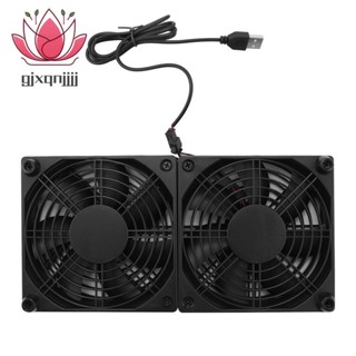 พัดลมระบายความร้อน 5V USB Powered PC Router Dual Fans พร้อมตัวควบคุมความเร็ว 120 มม. สําหรับเราเตอร์โมเด็มรับสัญญาณ