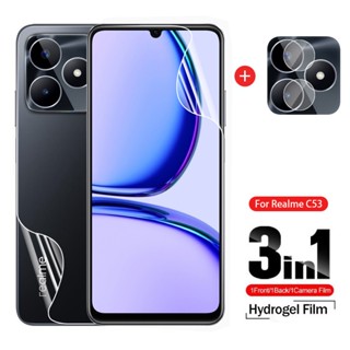 3in1 ฟิล์มไฮโดรเจลนิ่ม กันรอยหน้าจอ ป้องกันเลนส์กล้อง ไฮดรอลิก ใส สําหรับ Realme C53 NFC Narzo N53 RealmeC53 4G 2023