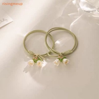 [risingmeup] 2 ชิ้น จี้ดอกไม้ สร้อยข้อมือ สําหรับผู้หญิง หวาน เขียว ชมพู เชือกยืดหยุ่น สร้อยข้อมือ เด็กผู้หญิง