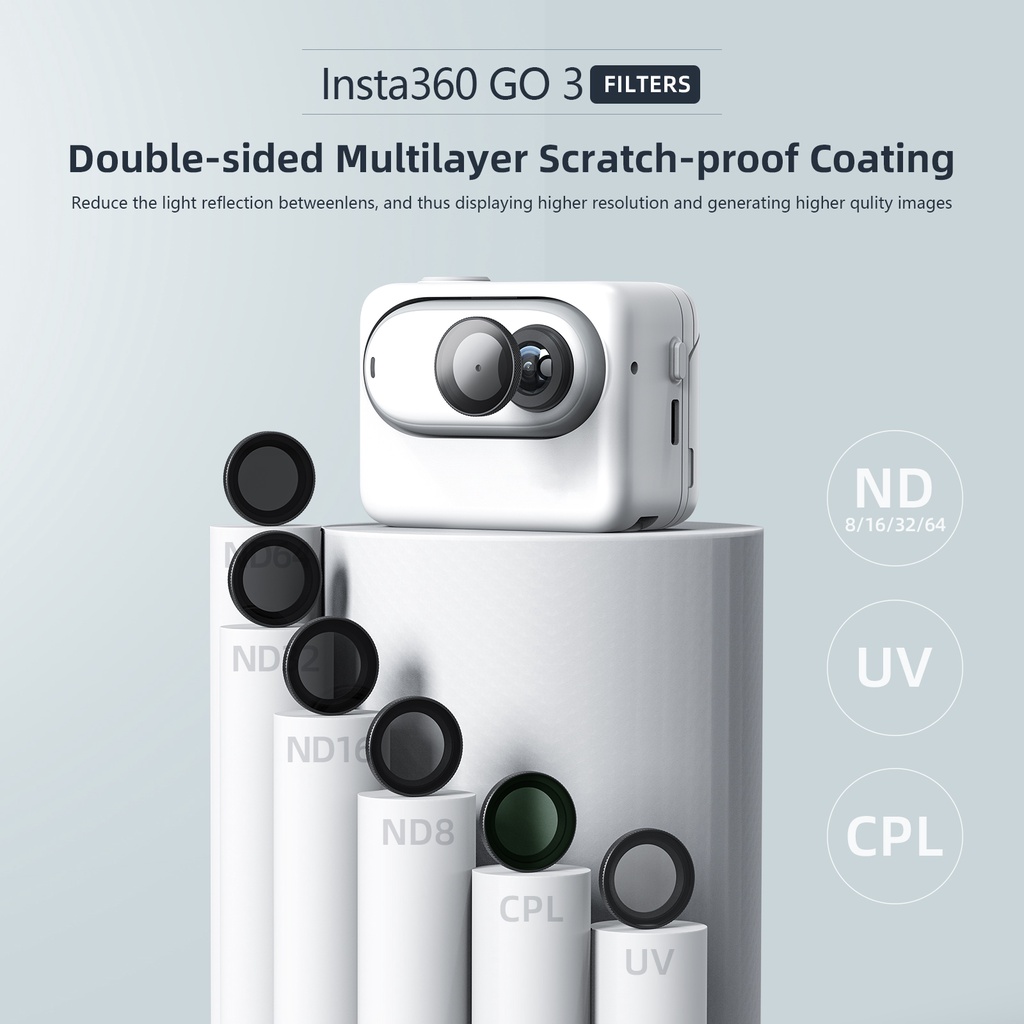 สําหรับ Insta360 GO3S, GO3, GO2 ตัวกรองกันน้ํา, ตัวป้องกันหินเงา, อุปกรณ์เสริมสําหรับกล้องกีฬา