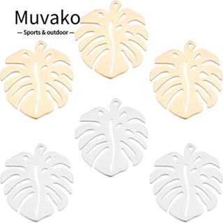 Muvako จี้ใบไม้ สีเงิน สีทอง สเตนเลส สําหรับทําพวงกุญแจ สร้อยข้อมือ DIY